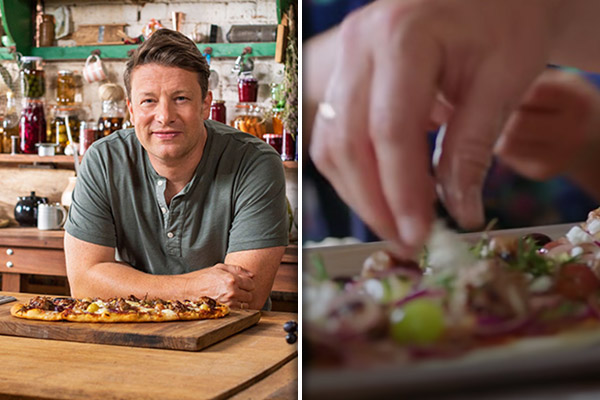 jamie oliver speedy sausage pizza grapes