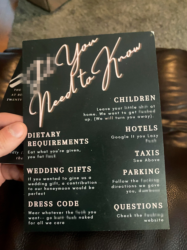 rude wedding invite ScaredNapkin