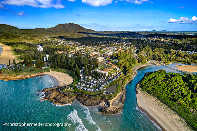 Scenic coastal views from Horseshoe Bay Beach, South West Rocks.