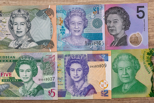 Ternopil, Ukraine - March 08, 20187: England Queen Elizabeth II banknote closeup. Queen of the United Kingdom, Canada, Australia, New Zealand.